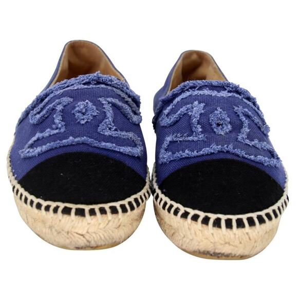 Chanel Espadrille 36 Canvas Linen Raw Edge Cap-toe Cc Flats CC-S0207P-C016 - Picture 3 of 11